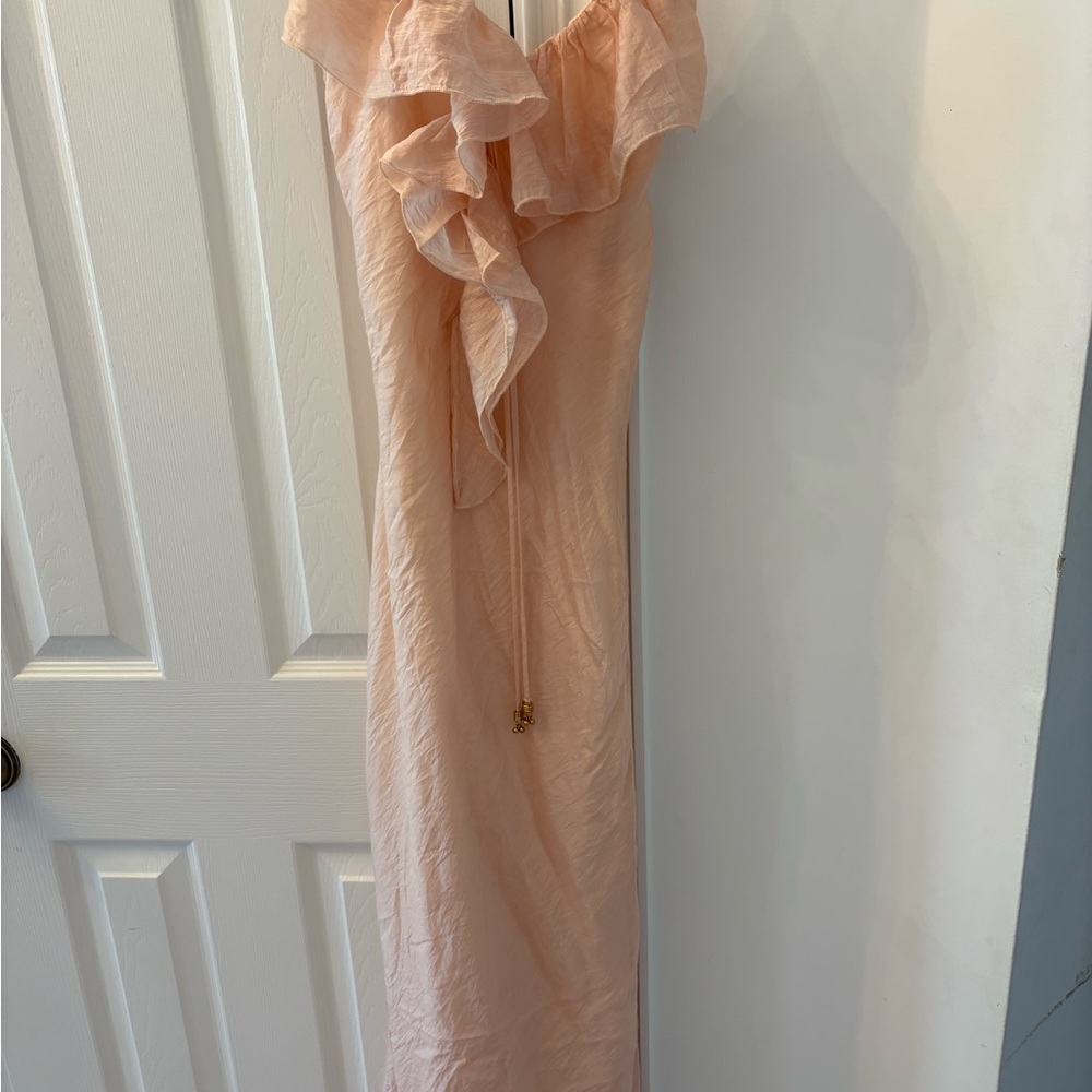 Zara Strapless Light Pink Dress with Ruffles